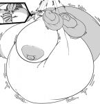  anthro belly big_belly big_breasts big_butt bound breasts butt female food force_feeding forced generation_1_pokemon hi_res huge_breasts huge_butt huge_nipples hyper hyper_belly hyper_breasts hyper_butt lunarholt monochrome morbidly_obese morbidly_obese_female nintendo obese obese_female onomatopoeia overweight overweight_female pancake pokemon pokemon_(species) sandpancake sandslash simple_background solo sound_effects text video_games weight_gain white_background 