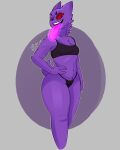  2022 3_fingers absurd_res anthro big_butt butt clothed clothing curvaceous curvy_figure digital_media_(artwork) female fingers fur generation_1_pokemon gengar hi_res nintendo pokemon pokemon_(species) purple_body purple_fur red_eyes rodd.y short_tail simple_background smile solo thick_thighs tongue tongue_out topwear video_games voluptuous wide_hips 
