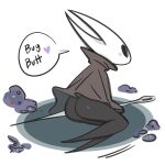  2019 arthropod black_body bottomless butt cloak clothed clothing english_text fecharis female full-length_portrait hi_res hollow_knight hornet_(hollow_knight) junyois portrait rear_view solo team_cherry text video_games 