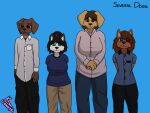  anthro big_breasts bird_dog breasts canid canine canis clothing domestic_dog dress_shirt female group hi_res huge_breasts hunting_dog husky labrador lonnyk male mammal meme meme_clothing nordic_sled_dog polo_shirt pose retriever shirt slightly_chubby spitz standing topwear weezer weezer_(blue_album) 