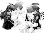  2girls amputee anal anal_beads anal_object_insertion arknights bandages black_wings breast_sucking clothed_female_nude_female dark_halo demon_girl demon_horns demon_tail detached_wings energy_wings exusiai_(arknights) fur_trim futa_with_female futanari greyscale guro halo horns jacket kataokasan long_hair monochrome mostima_(arknights) multiple_girls nipples nude object_insertion open_mouth oripathy_lesion_(arknights) pregnant quadruple_amputee sex sex_toy short_hair tail vaginal wings 