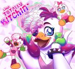 &lt;3 2022 3_toes 4:5 abstract_background accessory animatronic anthro avian barefoot beak bird blue_eyes bow_on_head bow_ribbon bracelet chicken clothed clothing curled_hair digital_media_(artwork) doll english_text eyebrows eyelashes feet female five_nights_at_freddy&#039;s five_nights_at_freddy&#039;s:_security_breach fully_clothed galliform gallus_(genus) glamrock_chica_(fnaf) hair hair_accessory hair_bow hair_ribbon jewelry legwear lipstick looking_at_viewer machine makeup melle-d_(artist) one_eye_closed open_mouth open_smile phasianid piercing pink_bow plushie ribbons robot scottgames shoulder_pads simple_background smile solo speaker spiked_bracelet spikes text toes video_games white_body white_hair wink winking_at_viewer 