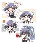  anger_vein closed_eyes dress expressions facing_viewer gloom_(expression) happy kantai_collection long_sleeves looking_at_viewer miko_(35nikomi) one-hour_drawing_challenge ooshio_(kancolle) ooshio_kai_ni_(kancolle) pinafore_dress purple_hair sad shirt short_hair short_twintails simple_background smile twintails upper_body white_background white_shirt 