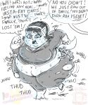  2021 4_fingers accessory anthro belly big_belly bodily_fluids chubby_cheeks clothing dialogue domestic_cat eyelashes felid feline felis female fingers hair half-closed_eyes headband hi_res hyper_hips kitty_katswell mammal monochrome narrowed_eyes nickelodeon obese obese_anthro obese_female open_mouth overweight overweight_anthro overweight_female patreon royaljellysandwich running signature simple_background sketch sweat t.u.f.f._puppy thick_thighs white_background wide_hips 