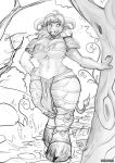  anthro armor big_breasts blizzard_entertainment bovid bovine bra breasts clothing cloven_hooves female greyscale hand_on_hip hi_res hooves horn mammal midriff monochrome nude pauldron purplepardus sketch smile solo tauren unconvincing_armor underwear video_games walking warcraft wide_hips 