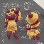  anthro arthropod backsack balls bee belly butt butt_jiggle genitals hi_res hymenopteran insect jiggling male meli_(tur0_dx) one_eye_closed presenting presenting_hindquarters reformation sentient_fat solo tur0_dx vore wink x_pupils yellow_body 