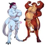  anthro balls barazoku belly crius dragon duo erection genitals hi_res humanoid_genitalia humanoid_penis male male/male mohawk multi_limb muscular overweight penis rangstrom reptile scalie snake 