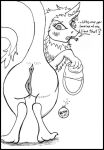  animal_genitalia anus dialogue disney dragon eating female feral genitals horn looking_at_viewer looking_back monochrome pussy quadruped raya_and_the_last_dragon reddragonkan scales scalie sisu_(ratld) solo text traditional_media_(artwork) 