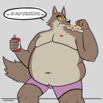  absurd_res anthro belly beverage big_belly canid canine canis dreamworks fattytober food hi_res male mammal mindof moobs mr._wolf_(the_bad_guys) overeating overweight overweight_male pizza soda the_bad_guys weight_gain wolf 