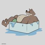  absurd_res anthro bathtub belly big_belly canid canine canis dreamworks fattytober hi_res male mammal mindof mr._wolf_(the_bad_guys) overweight overweight_male the_bad_guys tight_fit water weight_gain wolf 