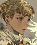  1girl bangs berserk blonde_hair blue_eyes braid closed_mouth contemporary farnese_(berserk) kuzuvine looking_to_the_side serious solo twintails 