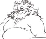  anthro belly blush bust_portrait cute_fangs exe_exem felid lifewonders lion male mammal mane moobs overweight pantherine portrait sketch solo tokyo_afterschool_summoners vapula_(tas) video_games 