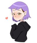  &lt;3 2022 amity_blight blush clothed clothing disney female hair hi_res highlights_(coloring) hoodie humanoid humanoid_pointy_ears not_furry purple_hair simple_background solo teenager the_owl_house thrumbo_(artist) topwear white_background witch_(the_owl_house) yellow_eyes young 