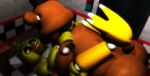  anthro avian bird brown_bear butt chica_(fnaf) chicken duo female five_nights_at_freddy&#039;s freddy_(fnaf) from_front_position galliform gallus_(genus) lying male male/female mammal missionary_position on_back phasianid scottgames sex ursid ursine video_games 