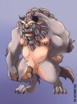  anthro balls beard beast_(disney) bodily_fluids braided_beard braided_hair dripping elbow_tuft facial_hair flaccid genital_fluids genitals hair hi_res male muscleguy muscular nipples nude penis precum precum_drip pubes slightly_chubby solo standing the_last_envoy 