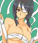  69_(tranquilo) bad_id bad_pixiv_id bandages black_hair breasts covered_nipples kobushi_abiru large_breasts lowres sayonara_zetsubou_sensei solo 