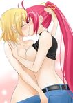  belt blonde_hair blush breast_press breasts closed_eyes couple deviantart_sample image_sample kiss layla_(suptomat) lyrical_nanoha mahou_shoujo_lyrical_nanoha mahou_shoujo_lyrical_nanoha_a's mahou_shoujo_lyrical_nanoha_strikers multiple_girls pink_hair ponytail shamal signum small_breasts symmetrical_docking yuri 