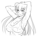  armpits artist_request astaroth_(shinrabanshou) black_sclera breasts cleavage greyscale horns large_breasts monochrome non-web_source shinrabanshou sideboob solo sweat tank_top wet wet_clothes 