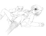  book greyscale hair_over_one_eye kaigara_boushi mahou_sensei_negima! miyazaki_nodoka monochrome panties pantyshot school_uniform short_hair solo underwear 