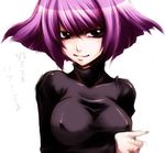  breasts gundam haman_karn large_breasts purple_eyes purple_hair shirt solo takitsume_shino tight_shirt zeta_gundam 