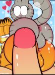  &lt;3 2022 absurd_res anus backsack balls big_butt blush bodily_fluids butt digital_media_(artwork) domestic_cat erection felid feline felis fur garfield_(series) garfield_the_cat genitals grey_body grey_fur group half-closed_eyes hi_res human humanoid_genitalia humanoid_penis looking_back male male/male mammal mykendyke narrowed_eyes nermal_(garfield) nude open_mouth orange_body orange_fur penis sweat trio 