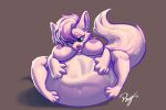  anthro areola belly big_belly big_breasts bodily_fluids body_outline breasts canid canine embrace female female_pred fox head_between_breasts hi_res holding_belly hug mammal navel nipples one_eye_closed oral_vore pink_body purple_areola purple_nipples reydam saliva same_size_vore tongue tongue_out vore 