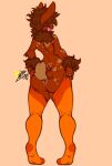  2016 ambiguous_gender anthro arm_tuft brown_body brown_fur butt captainchaos clothed clothing clothing_pull fur hair hair_over_eyes hi_res lagomorph legwear legwear_only legwear_pull mammal mostly_nude open_mouth orange_background partially_clothed signature simple_background solo spots standing stockings stockings_only tuft wrist_tuft 