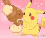  &lt;3 2014 ambiguous_gender blush brown_body brown_eyes brown_fur buneary daww digital_media_(artwork) duo eye_shimmer eyes_closed fur generation_1_pokemon generation_4_pokemon jirachicute28_(artist) kissing kissing_cheek multicolored_body multicolored_fur nintendo pikachu pink_background pokemon pokemon_(species) signature simple_background tan_body tan_fur tuft two_tone_body two_tone_fur video_games yellow_body yellow_fur 