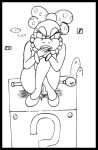  accessory anthro biped bow_accessory bow_ribbon box container female genitals hair_accessory koopa koopaling mario_bros monochrome nintendo nude pussy reddragonkan scalie solo teenager traditional_media_(artwork) video_games wand wendy_o._koopa young 