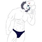  abs absurd_res anthro bulge clothing collaboration digital_drawing_(artwork) digital_media_(artwork) green_eyes hi_res kojot lagomorph leporid male mammal muscular pecs photo rabbit roel selfie smile solo underwear 