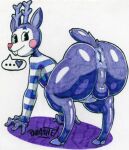  &lt;3 all_fours anthro anus big_butt bottomless bovid butt butt_grab caprine cervid clothed clothing ellipsis glistening glistening_body glistening_butt hand_on_butt happy_tree_friends hi_res looking_at_viewer looking_back looking_back_at_viewer male mammal mime mime_(htf) off_shoulder parasitedeath partially_clothed presenting presenting_anus presenting_hindquarters rear_view sheep simple_background solo speech_bubble thick_thighs traditional_media_(artwork) white_face 