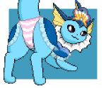  2022 :3 accessory ass_up blue_body blue_clothing border bottomwear butt clothed clothed_feral clothing digital_media_(artwork) eeveelution female feral generation_1_pokemon looking_at_viewer looking_back looking_back_at_viewer mammal nintendo panties panties_on_feral pattern_bottomwear pattern_clothing pattern_panties pattern_underwear pink_clothing pink_panties pink_underwear pixel_(artwork) pokemon pokemon_(species) presenting presenting_hindquarters raised_tail simple_background solo striped_bottomwear striped_clothing striped_panties striped_underwear stripes underwear vaporeon video_games white_border zabozamojo 