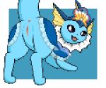  2022 :3 accessory anus ass_up blue_body blue_clothing border butt clothed clothed_feral clothing digital_media_(artwork) eeveelution female feral generation_1_pokemon genitals looking_at_viewer looking_back looking_back_at_viewer mammal nintendo open_mouth pixel_(artwork) pokemon pokemon_(species) presenting presenting_hindquarters pussy raised_tail simple_background solo vaporeon video_games white_border zabozamojo 