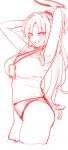  1girl alternate_hairstyle armpits arms_behind_head ass berserkert blue_archive breasts halo highres lanyard long_hair ponytail sketch star_(symbol) unfinished white_background yuuka_(blue_archive) yuuka_(gym_uniform)_(blue_archive) 