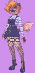  anthro boots choker clothed clothing female fishnet fishnet_legwear footwear fur hyaenid jewelry legwear liliapip looking_at_viewer mammal necklace piercing seylahn simple_background solo spotted_hyena 