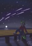  anthro canid canine canis dock hi_res light male mammal moon moonlight neo_(neowolf164) neowolf164 night sky solo star starry_sky water wolf 