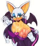 ambiguous_gender anthro big_breasts bodily_fluids breasts chiropteran cum cum_between_breasts disembodied_hand female female/ambiguous genital_fluids hi_res huge_breasts mammal matospectoru membrane_(anatomy) membranous_wings nipples one_breast_out rouge_the_bat sega simple_background sonic_the_hedgehog_(series) white_background wings 