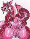  2018 anthro anus areola big_anus big_breasts big_butt bodily_fluids breasts butt digital_media_(artwork) dragon dragon_(shrek) dreamworks drooling female fin fingers genitals hand_on_butt hi_res huge_breasts huge_butt hyper hyper_breasts long_tongue looking_at_viewer looking_back looking_back_at_viewer membrane_(anatomy) membranous_wings nipples non-mammal_breasts nude parasitedeath presenting presenting_anus pussy raised_tail reptile saliva scales scalie shrek_(series) solo spread_anus spread_butt spreading sweat sweaty_anus sweaty_genitalia thick_thighs tongue tongue_out traditional_media_(artwork) wings 