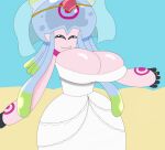  bandai_namco big_breasts breasts clothing digimon digimon_(species) digit_ring dress female hi_res huge_breasts humanoid jellymon jewelry ring solo tagme wedding_dress wedding_ring 