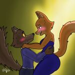  absurd_res anthro blush canid canine canis dancing diane_foxington dreamworks duo female fox hi_res klovs mammal romantic romantic_couple the_bad_guys wolf 