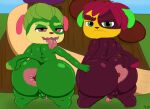  anthro anus balls big_butt brown_eyes butt duo fur genitals green_body green_ears green_eyes green_fur green_hair gruffman hair hand_on_butt hi_res looking_at_viewer looking_back male male/male maroon_fur mike_mine penis pink_anus pink_ears pink_tongue popples popples_2015 red_hair red_nose spread_butt spreading stookybum tongue tongue_out yellow_body yellow_fur young 