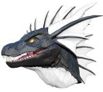  3d_(artwork) alpha_channel ambiguous_gender black_body black_scales digital_media_(artwork) dragon ear_frill fangs frill_(anatomy) head_crest head_frill horn khyaber open_mouth orange_eyes pupils red_tongue scales scalie simple_background slit_pupils solo tongue transparent_background unsigned white_frill white_horn yellow_eyes 