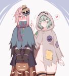  +++ 2girls alternate_costume arm_at_side bag blush bottomless breasts cameo capelet cloak collared_capelet commentary_request covered_mouth embarrassed final_fantasy final_fantasy_ix fingernails gloves green_eyes green_nails grin groin halloween_costume hand_up hata_no_kokoro heart height_difference high_collar highres hood hood_up hooded_cloak kiryuu_soma komeiji_koishi large_breasts long_hair long_sleeves looking_at_another looking_to_the_side mask mask_on_head multiple_girls nail_polish naked_cloak no_bra nose_blush pink_hair red_eyes shopping_bag skirt smile spoken_heart stomach teasing thighhighs touhou underboob vivi_ornitier walking yuri 