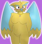  &lt;3 adopt_me amethyst_(gem) anthro avian big_wings blue_body blue_fur breasts chubby_female eyebrows featureless_breasts female fur gem golden_griffin grifflnz gryphon hi_res jewelry mammal mythological_avian mythology necklace purple_eyes roblox solo thick_eyebrows wings yellow_body yellow_fur 