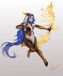  absurd_res allanel anthro archer blue_hair female hair hi_res horn monster_girl_(genre) solo 