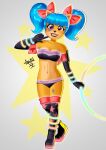  activision alternate_costume anthro arsbin blue_hair breasts cleavage clothed clothing crash_bandicoot_(series) crash_team_racing_(series) crash_team_racing_nitro-fueled female fur hair hi_res legwear megumi_bandicoot navel panties pigtails smile solo thigh_highs underwear video_games 