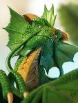  2021 3:4 ambiguous_gender belly_scales blurred_background dated depth_of_field detailed dragon ear_frill feral frill_(anatomy) front_view green_body green_frill green_scales head_crest head_frill hi_res khyaber looking_at_viewer pupils scales scalie signature slit_pupils solo yellow_body yellow_eyes yellow_scales 