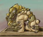  anthro claws crocodile crocodilian crocodylid feet humanoid league_of_legends male noshuhyena paws renekton reptile riot_games scalie simple_background solo toe_claws toes video_games 