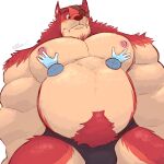  2022 anthro barazoku belly biceps big_bulge big_muscles big_pecs body_hair bulge canid canine canis clothed clothing disembodied_hand eye_patch eyebrows eyewear facial_hair fur hand_on_chest hand_on_pecs happy_trail hi_res huge_muscles male mammal musclegut muscular muscular_anthro muscular_male nelsontheshark nipples pec_grasp pecs pubes signature simple_background sitting solo stubble teeth topless topless_anthro topless_male tuft underwear white_background wolf 