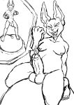  5_toes absurd_res anthro balls barefoot beerus champa domestic_cat dragon_ball dragon_ball_super duo erection feet felid feline felis foot_ninja15 genitals hairless hairless_cat hi_res humanoid macro male male/male mammal micro nipples nude sketch soles solo sphynx_(cat) toes 